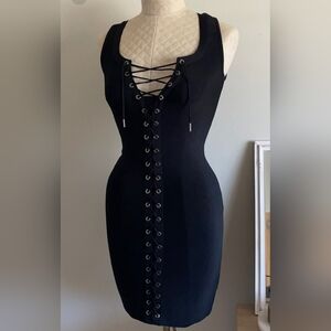 Marciano NWT  Black Strapless Lace-Up Bodycon Dress (S)